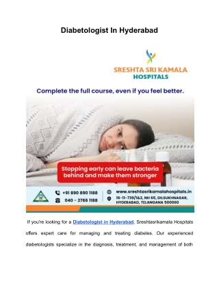 Diabetologist In Hyderabad