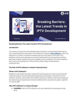 Breaking Barriers: The Latest Trends in IPTV Development