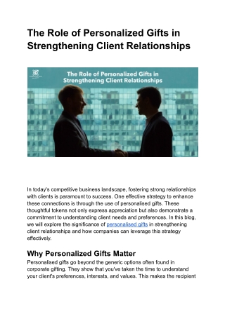 The Role of Personalized Gifts in Strengthening Client Relationships