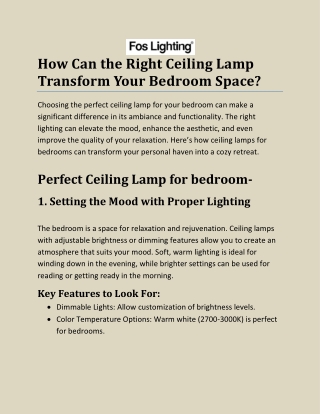 How Can the Right Ceiling Lamp Transform Your Bedroom Space