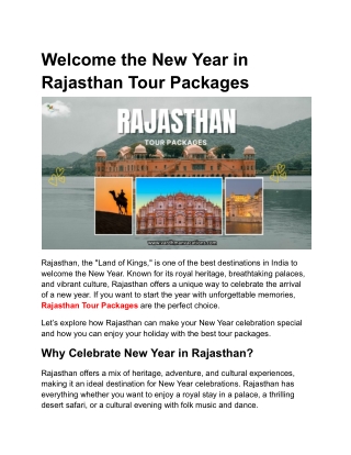 Welcome the New Year in Rajasthan Tour Packages - Google Docs