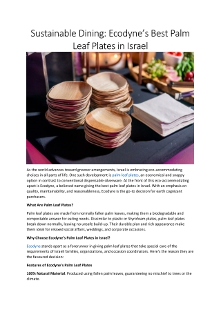 Ecodyne: Premium Palm Leaf Tableware in Israel