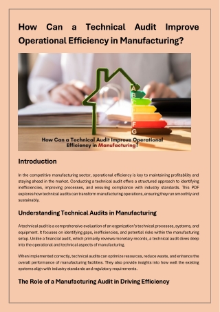 Technical Audit Improve Operational Efficiency in Manufacturing