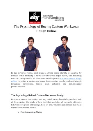 The Psychology of Buying Custom Workwear Design Online