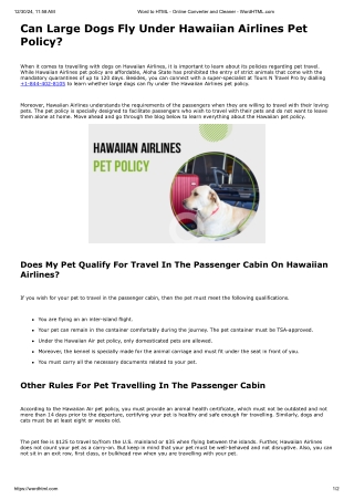 Hawaiian Airlines Pet Policy | Tours N Travel Pro