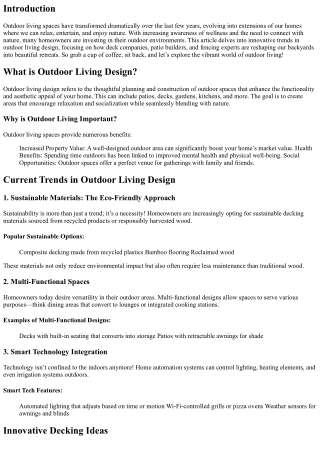 “Exploring Innovative Trends in Outdoor Living Design”