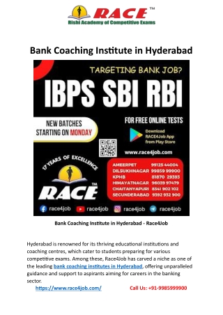 Bank Coaching Institute in Hyderabad