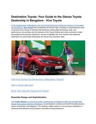 Destination Toyota_ Your Guide to the GlanzaToyota Dealership in Bangalore - Viva Toyota