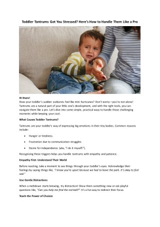 Toddler Tantrums Got You Stressed Here’s How to Handle Them Like a Pro