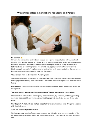 Winter Book Recommendations for Moms and Parents