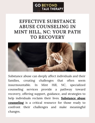 Compassionate Substance Abuse Counseling in Mint Hill, NC
