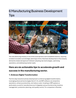 6 Manufacturing Business Development Tips