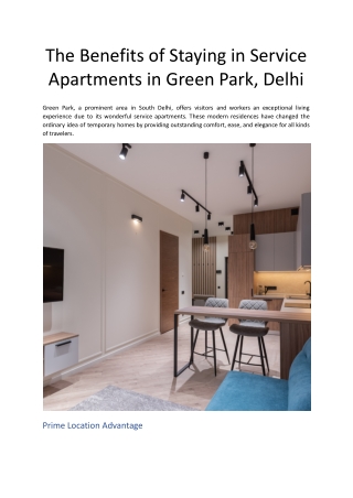 The Benefits of Staying in Service Apartments in Green Park