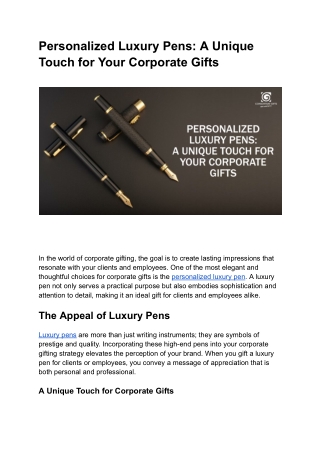 Personalized Luxury Pens_ A Unique Touch for Your Corporate Gifts
