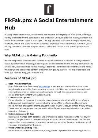 "Create, Share, and Connect: Discover the Power of fikfak.pro"