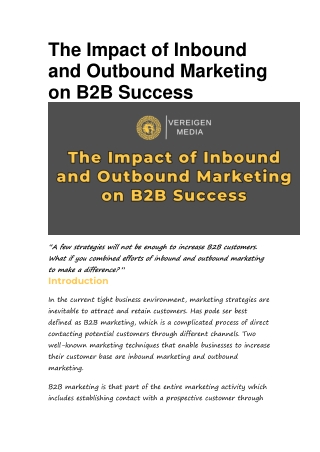 The Impact of Inbound and Outbound Marketing on B2B Success