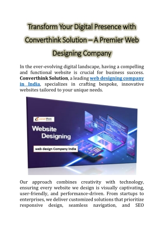 Transform Your Digital Presence with Converthink Solution