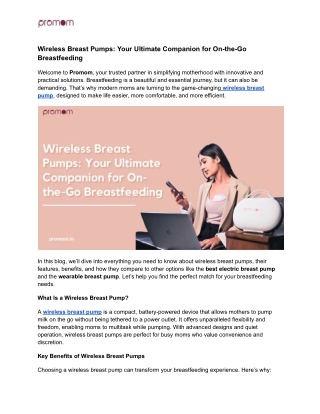 Wireless Breast Pumps_ Your Ultimate Companion for On-the-Go Breastfeeding