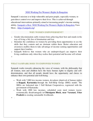 NGO Working For Women's Rights In Bangalore