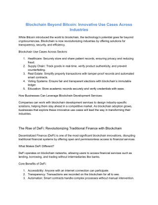 Blockchain Beyond Bitcoin: Innovative Use Cases Across Industries