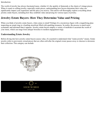 Jewelry Estate Buyers: How They Determine Value and Pricing
