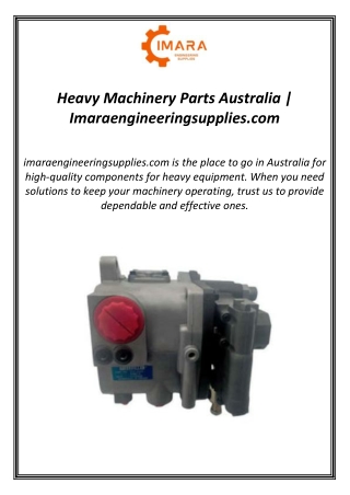 Heavy Machinery Parts Australia | Imaraengineeringsupplies.com