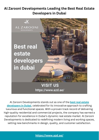 Al Zarooni Developments Leading the Best Real Estate Developers in Dubai