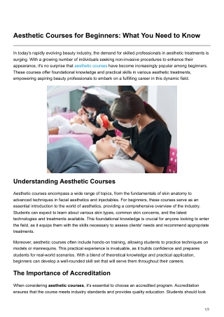 Aesthetic Courses for Beginners What You Need to Know