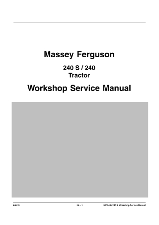 Massey Ferguson 240S  240 Tractor Service Repair Manual Instant Download (Part No. 4283072M1)