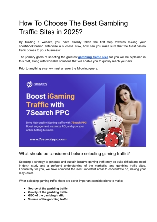 How To Choose The Best Gambling Traffic Sites in 2025_