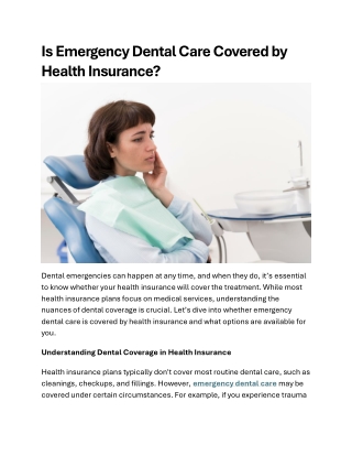 Is Emergency Dental Care Covered by Health Insurance