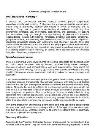 B pharma college in greater noida