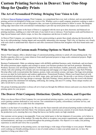 Denver Print Company