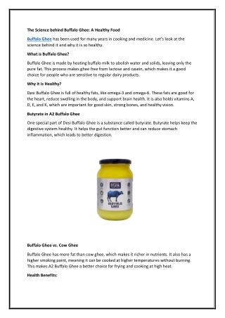 The Science behind Buffalo Ghee: A Healthy Food