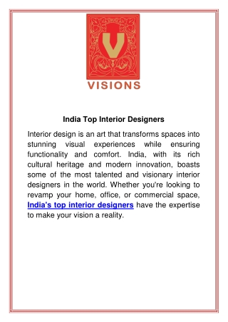 India Top Interior Designers 1