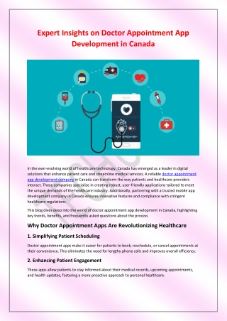 Expert Insights on Doctor Appointment App Development in Canada