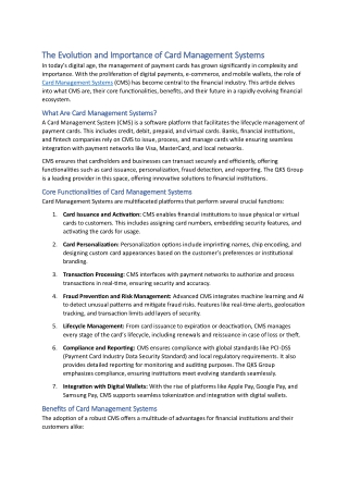 The Evolution and Importance of Card Management Systems