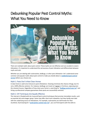 Debunking Popular Pest Control Myths What You Need to Know