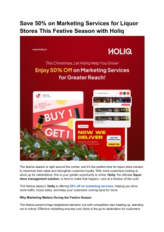 Save 50% on Marketing Services for Liquor Stores This Festive Season with Holiq