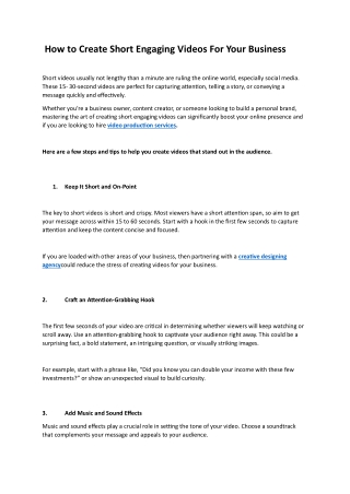 How to Create Short Engaging Videos For Your Business