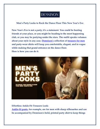 Men’s Party Looks to Rock the Dance Floor This New Year’s Eve