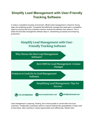 Simplify Lead Management with User-Friendly Tracking Software