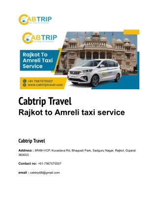 Rajkot to Amreli taxi service