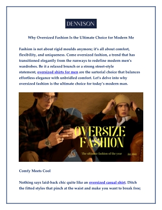 Why Oversized Fashion Is the Ultimate Choice for Modern Me