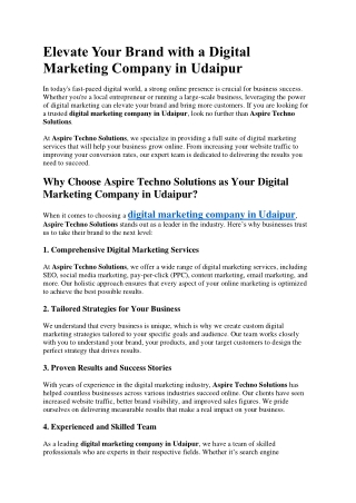 Elevate Your Brand with a Digital Marketing Company in Udaipur