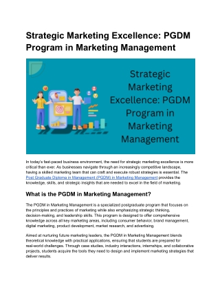 Strategic Marketing Excellence_ PGDM Program in Marketing Management