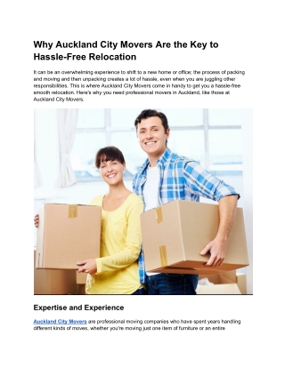 Why Auckland City Movers Are the Key to Hassle-Free Relocation