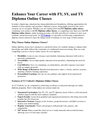FY, SY, and TY Diploma Online Classes