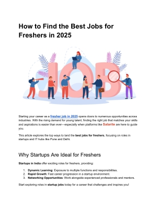 How to Find the Best Jobs for Freshers in 2025