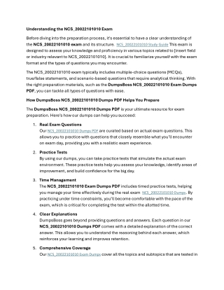 Reliable Results with DumpsBoss NCS_20022101010 Dumps PDF